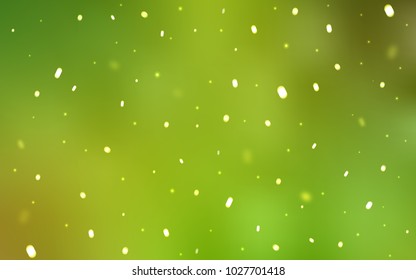 Light Green, Yellow vector background with xmas snowflakes. Shining colored illustration with snow in christmas style. The pattern can be used for year new  websites.