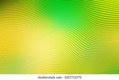 Light Green, Yellow vector background with bent ribbons. Shining illustration, which consist of blurred lines. The polygonal design for your web site.