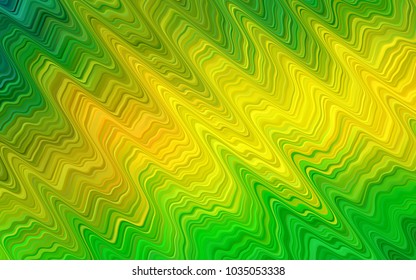 Light Green, Yellow vector background with bent ribbons. Shining illustration, which consist of blurred lines, circles. New composition for your brand book.