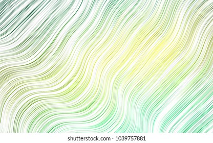 Light Green, Yellow vector background with bent ribbons. An elegant bright illustration with gradient. The best blurred design for your business.