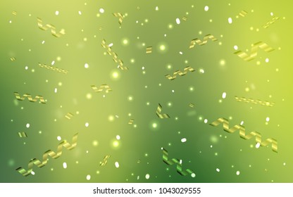 Light Green, Yellow vector background with xmas confetti. Glitter abstract illustration with colorful confetti, ribbons. New design for ad, poster, banner of your Party.