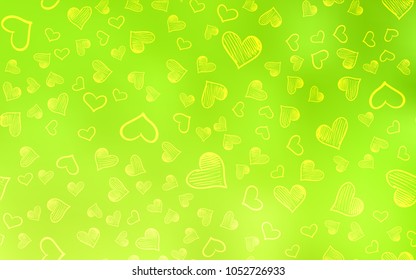 Light Green, Yellow vector background with hearts. Illustration with hearts in love concept for valentine's day. Beautiful design for your business advert of anniversary.