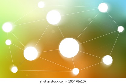 Light Green, Yellow vector background with dots and lines. Modern abstract colorful illustration with spheres and lines. Completely new template for your brand book.