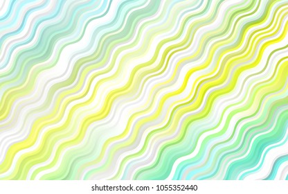 Light Green, Yellow vector background with bent ribbons. Blurred geometric sample with gradient bubbles.  New composition for your brand book.