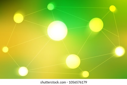 Light Green, Yellow vector background with bubbles, lines. Illustration with set of colorful abstract circles and lines. Pattern can be used for ads, leaflets.
