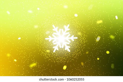 Light Green, Yellow vector background with xmas snowflakes. Modern geometrical abstract illustration with crystals of ice. The pattern can be used for new year leaflets.