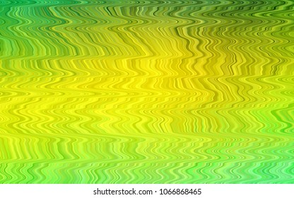Light Green, Yellow vector background with bent lines. Colorful illustration in abstract marble style with gradient. A new texture for your  ad, booklets, leaflets.