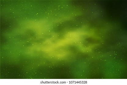 Light Green, Yellow vector background with galaxy stars. Shining illustration with sky stars on abstract template. Smart design for your business advert.