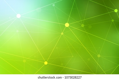 Light Green, Yellow vector background with dots and lines. Colorful illustration with circles and lines in futuristic style. Pattern can be used for ads, leaflets.
