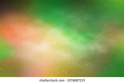 Light Green, Yellow vector background with galaxy stars. Blurred decorative design in simple style with galaxy stars. Pattern for astronomy websites.