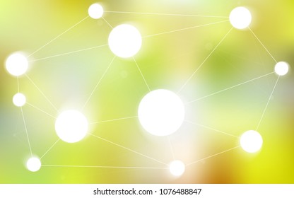 Light Green, Yellow vector background with dots and lines. Decorative design in abstract style with triangle structure. Pattern can be used as texture of wallpapers.