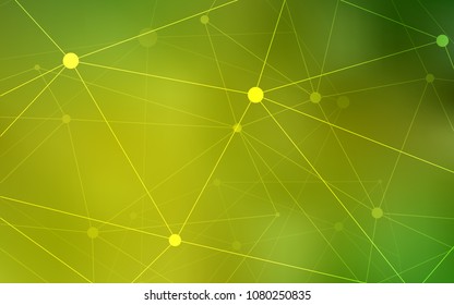 Light Green, Yellow vector background with dots and lines. Colorful illustration with circles and lines in futuristic style. Pattern can be used as texture of wallpapers.