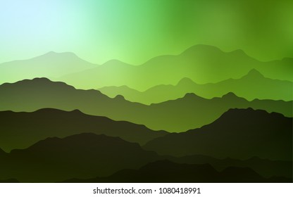 Light Green, Yellow vector background with liquid shapes. Creative illustration in halftone mountain style with gradient. Mountain style for your business design.
