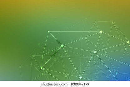Light Green, Yellow vector background with bubbles, lines. Design with connection of dots and lines on colorful background. Pattern can be used as texture of wallpapers.