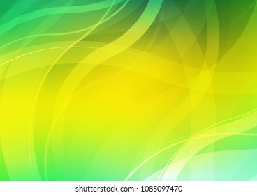 Light Green, Yellow vector background with curved circles. Modern gradient abstract illustration with bandy lines. Pattern for your business design.