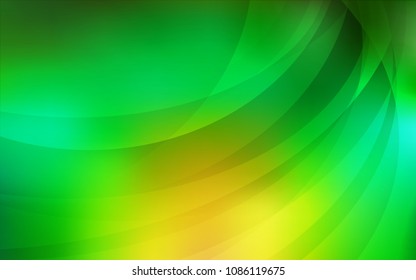 Light Green, Yellow vector background with curved circles. Modern gradient abstract illustration with bandy lines. Marble design for your web site.