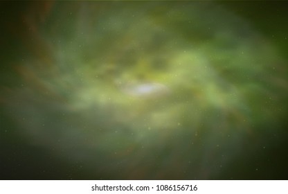 Light Green, Yellow vector background with galaxy stars. Shining colored illustration with bright astronomical stars. Best design for your ad, poster, banner.