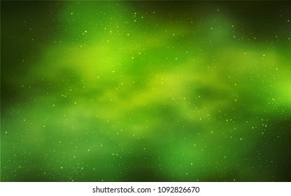 Light Green, Yellow vector background with galaxy stars. Shining colored illustration with bright astronomical stars. Template for cosmic backgrounds.
