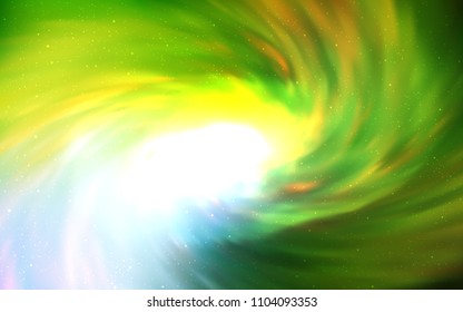 Light Green, Yellow vector background with galaxy stars. Glitter abstract illustration with colorful cosmic stars. Pattern for astronomy websites.