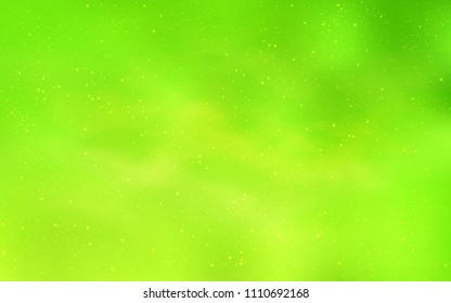 Light Green, Yellow vector background with galaxy stars. Glitter abstract illustration with colorful cosmic stars. Pattern for futuristic ad, booklets.