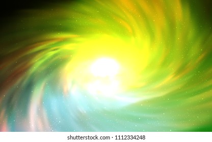 Light Green, Yellow vector background with galaxy stars. Shining illustration with sky stars on abstract template. Pattern for astronomy websites.