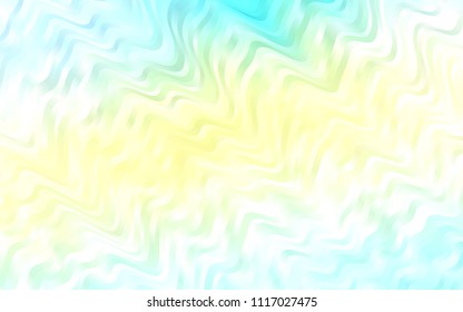 Light Green, Yellow vector background with bent ribbons. Shining illustration, which consist of blurred lines, circles. Marble design for your web site.