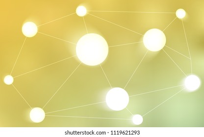 Light Green, Yellow vector background with dots and lines. Glitter abstract illustration with connection of triangle structure. Pattern can be used for ads, leaflets.