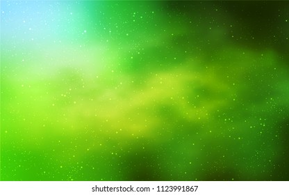 Light Green, Yellow vector background with galaxy stars. Blurred decorative design in simple style with galaxy stars. Pattern for astrology websites.