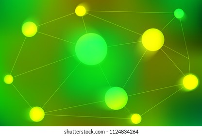 Light Green, Yellow vector background with bubbles, lines. Decorative design in abstract style with triangle structure. Completely new template for your brand book.