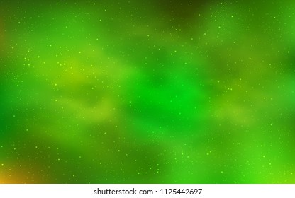 Light Green, Yellow vector background with galaxy stars. Modern abstract illustration with Big Dipper stars. Pattern for astronomy websites.