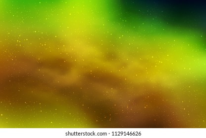 Light Green, Yellow vector background with galaxy stars. Space stars on blurred abstract background with gradient. Best design for your ad, poster, banner.