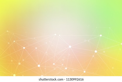 Light Green, Yellow vector background with dots and lines. Modern abstract colorful illustration with spheres and lines. Pattern can be used for futuristic ad, booklets.