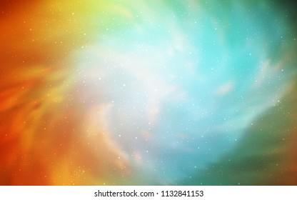 Light Green, Yellow vector background with galaxy stars. Shining colored illustration with bright astronomical stars. Smart design for your business advert.