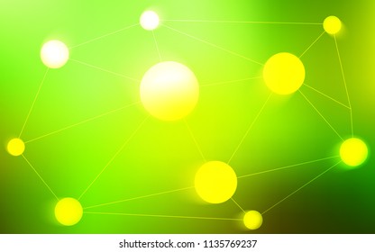 Light Green, Yellow vector background with bubbles, lines. Colorful illustration with circles and lines in futuristic style. Pattern can be used for futuristic ad, booklets.
