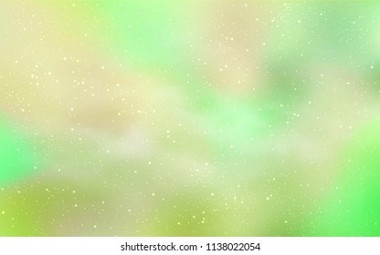 Light Green, Yellow vector background with galaxy stars. Glitter abstract illustration with colorful cosmic stars. Template for cosmic backgrounds.