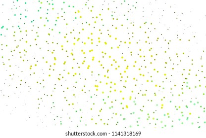 Light Green, Yellow vector  background with bubbles. Glitter abstract illustration with blurred drops of rain. Completely new template for your brand book.