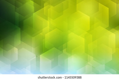 Light Green, Yellow vector background with hexagons. Illustration of colored hexagons on white surface. Pattern can be used for landing pages.