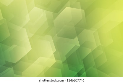 Light Green, Yellow vector background with hexagons. Glitter abstract illustration in hexagonal style. Pattern can be used for landing pages.