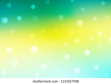 Light Green, Yellow vector background with bubbles. Blurred bubbles on abstract background with colorful gradient. The pattern can be used for ads, leaflets of liquid.