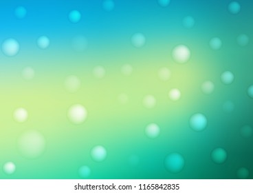 Light Green, Yellow vector background with dots. Beautiful colored illustration with blurred circles in nature style. The pattern can be used for ads, leaflets of liquid.