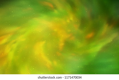 Light Green, Yellow vector background with galaxy stars. Blurred decorative design in simple style with galaxy stars. Pattern for astronomy websites.