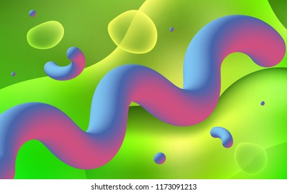 Light Green, Yellow vector background with liquid shapes. A vague circumflex abstract illustration with gradient. The template for cell phone backgrounds.
