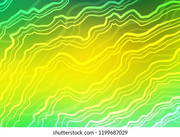 Light Green, Yellow vector background with lamp shapes. Modern gradient abstract illustration with bandy lines. A completely new marble design for your business.