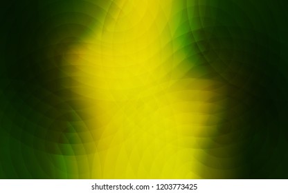 Light Green, Yellow vector background with bubbles. Blurred bubbles on abstract background with colorful gradient. Pattern can be used as texture of wallpapers.