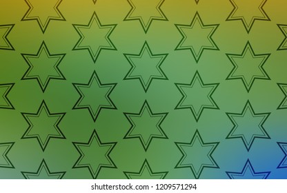 Light Green, Yellow vector background with colored stars. Stars on blurred abstract background with gradient. Pattern for wrapping gifts.