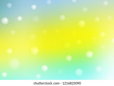 Light Green, Yellow vector background with dots. Blurred bubbles on abstract background with colorful gradient. The pattern can be used for ads, leaflets of liquid.
