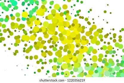 Light Green, Yellow vector background with bubbles. Blurred bubbles on abstract backdrop with colorful gradient. Pattern for ads, booklets.