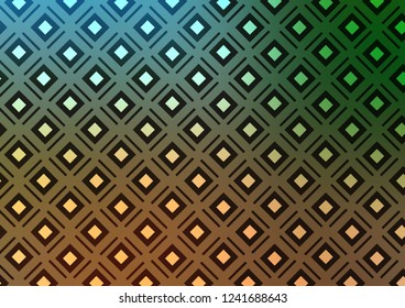 Light Green, Yellow vector background with lines, rhombuses. Colorful lines, squares on abstract background with gradient. Pattern for ads, posters, banners.