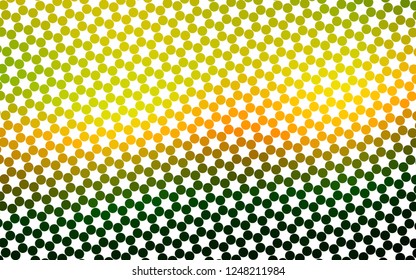 Light Green, Yellow vector background with bubbles. Beautiful colored illustration with blurred circles in nature style. Pattern for ads, booklets.
