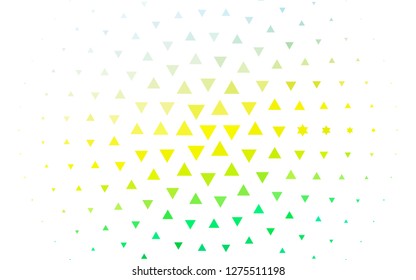 Light Green, Yellow vector background with triangles. Illustration with set of colorful triangles. Pattern for commercials.